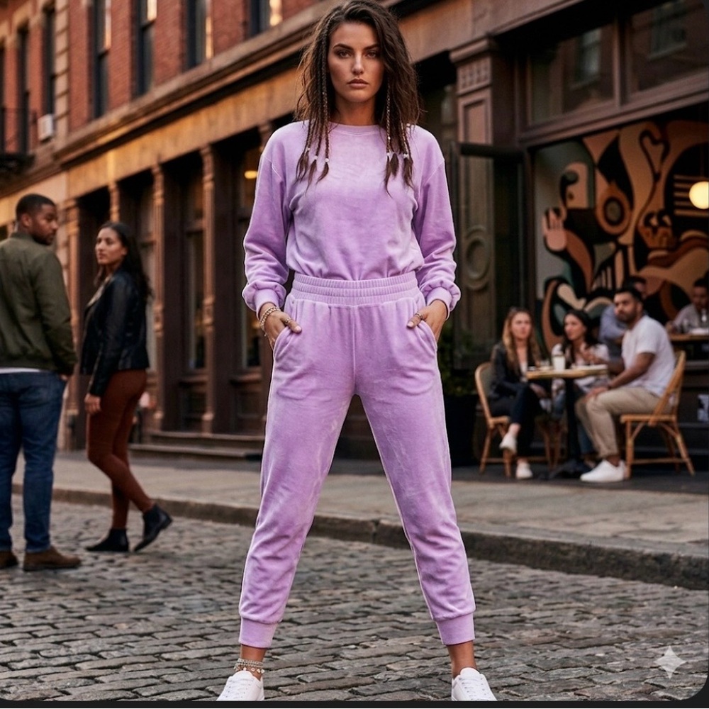 NWT Generation Love Ivy Velour Jogger Sweatpants Lilac Purple Pink XS